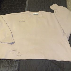 Zara crop taupe sweater XL